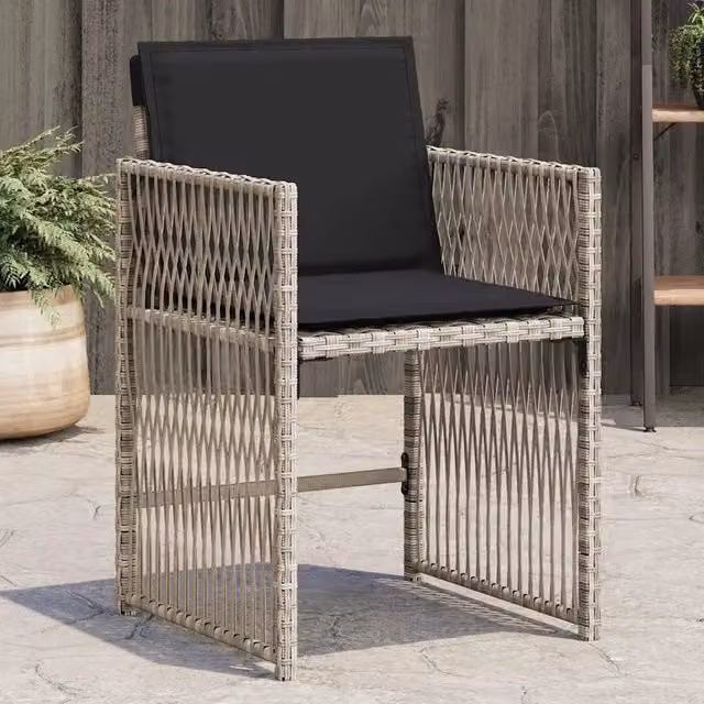 Set di 4 sedie da giardino vidaXL in polyrattan con cuscini grigio antracite e braccioli – 1
