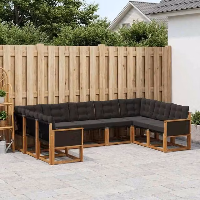 Set di divani da esterno 9 pz Naturale e Nero 3382200