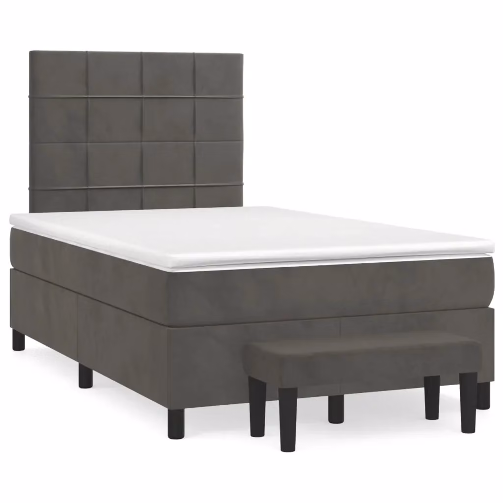 Letto Ibrido con Giroletto a Molle e Materasso vidaXL in Velluto Grigio e Bianco L/P/H: 200 x 120 x 31 cm – 2