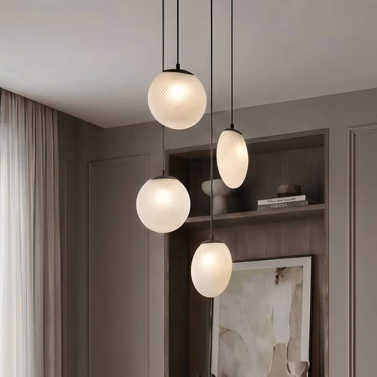Lampada a sospensione in vetro Lunelle Lucande, dimmerabile, Soggiorno / Sala da pranzo, Vetro, Moderno, Lampada a sospensione