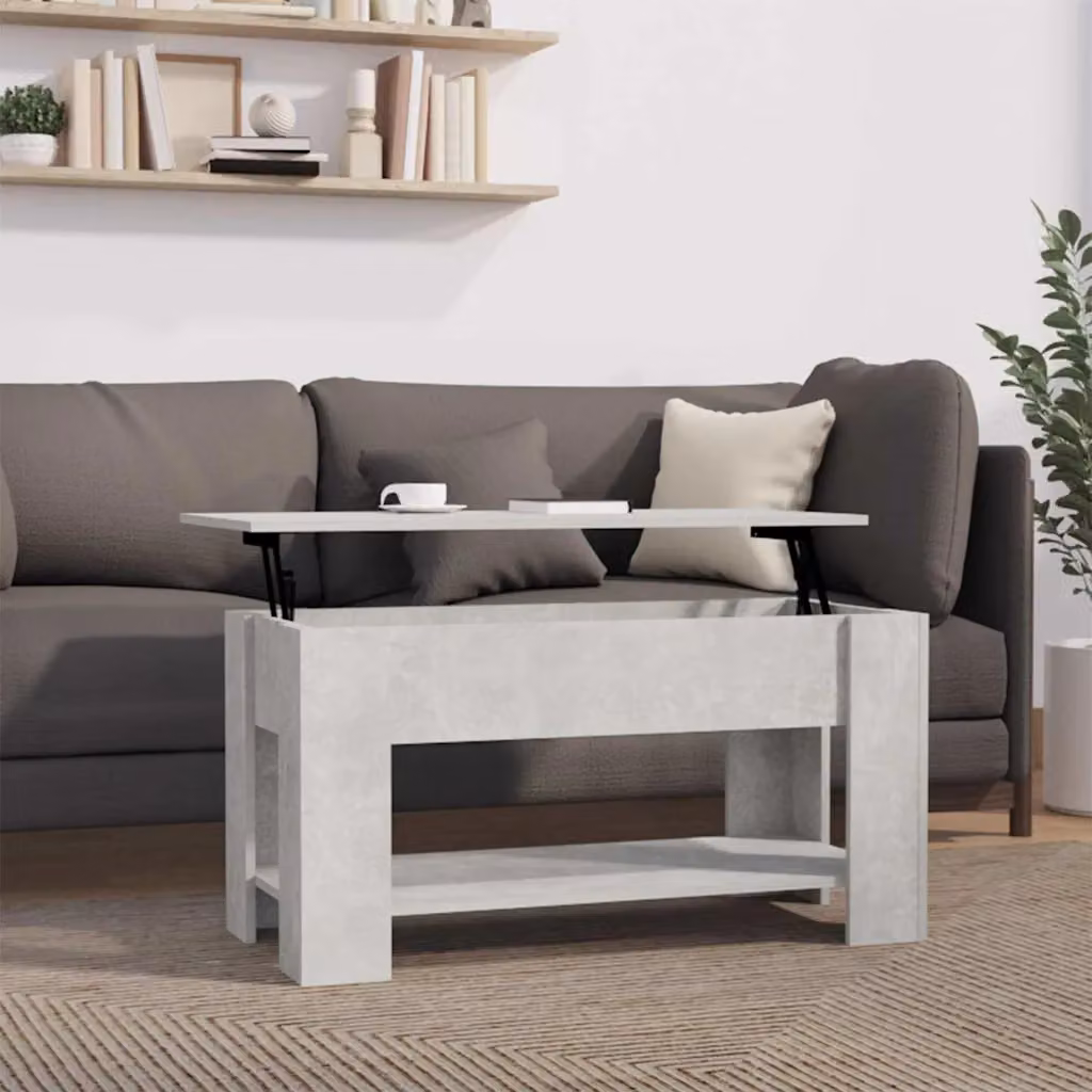 vidaXL Tavolino da Salotto Moderno in Legno e MDF Grigio L: 101 cm, P: 49 cm, H: 52 cm