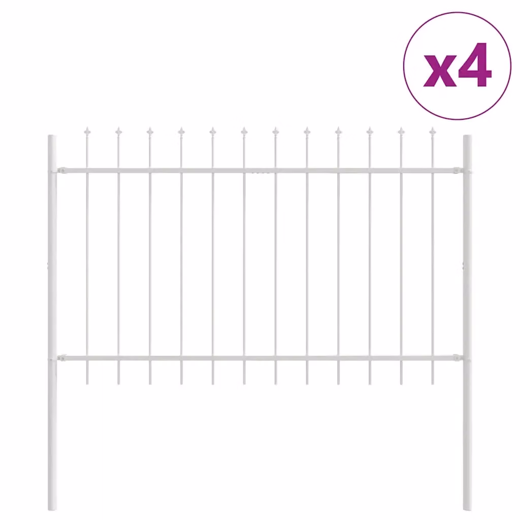 Set di 4 recinzioni per giardino Videx in acciaio verniciato a polvere, colore bianco, L: 6,8 m x H: 1 m – 2