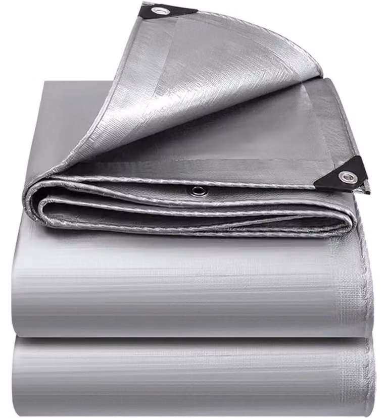 Telo protettivo argentato, 2x3 metri, impermeabile, con occhielli – telo in tessuto da 130g/m²