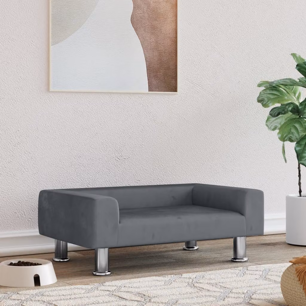The Living Store Letto per cani Grigio scuro 70x45x26,5 cm Velluto
