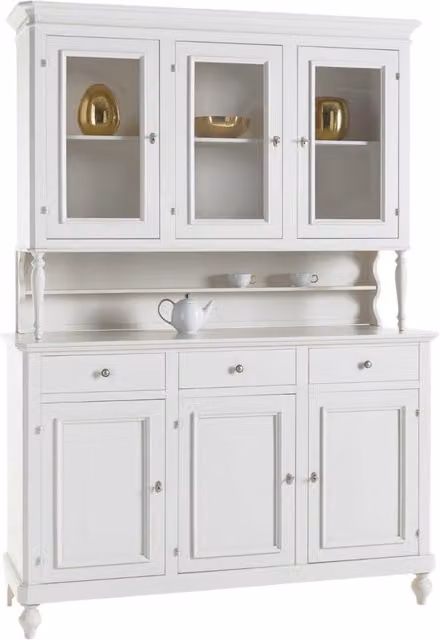 Cristalliera 3 ante in stile arte povera napoletana Mobili 2G colore bianco L: 160 cm, P: 50/41 cm, H: 221 cm