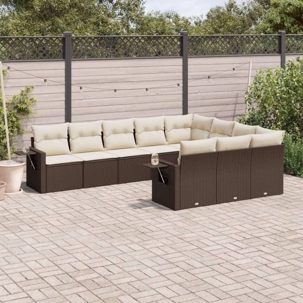 Maison Exclusive - Set Divani da Giardino 10pz con Cuscini in Polyrattan Marrone