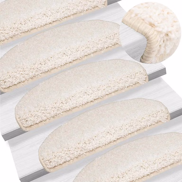 Set di 10 tappetini per scale semicircolari vidaXL, colore bianco, in polipropilene, L 65 x P 40 x H 4 cm