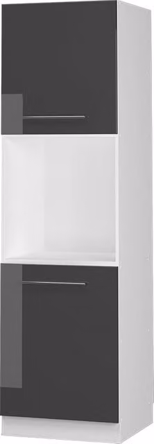 Mobile per forno da incasso Fame-Line Antracite lucido/Bianco 60 cm con ripiano aperto Vicco