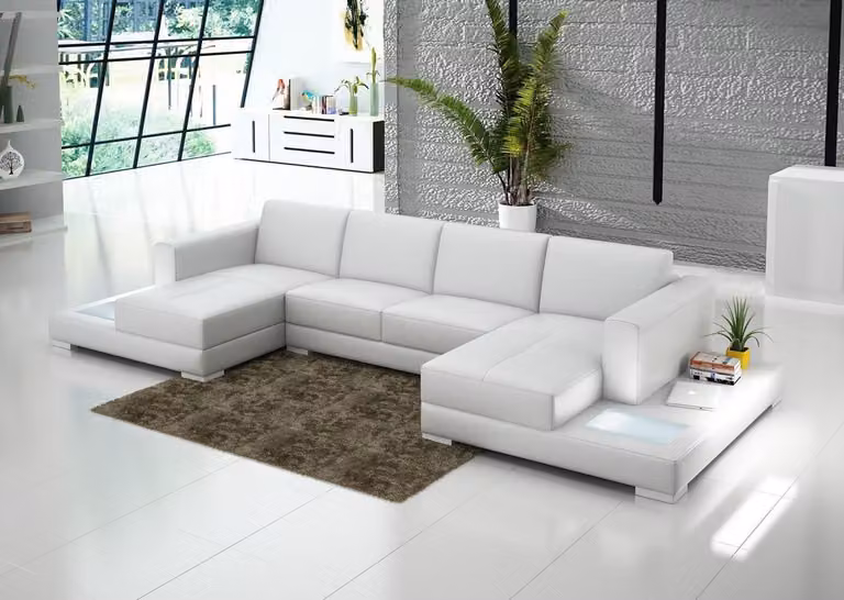 Ecke Ecksofa U-Form Wohnlandschaft Sofa Couch Polster Garnitur Sofas Leder