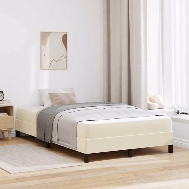 Letto moderno con struttura imbottita e materasso ibrido vidaXL beige L 120 cm x P 200 cm x H 45 cm