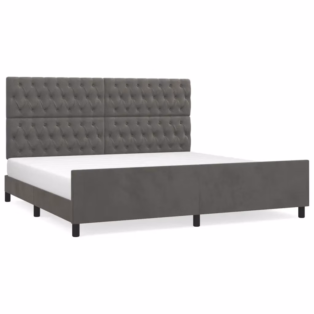 Giroletto senza materasso vidaXL in velluto grigio con struttura in legno e MDF L/P/H: 203 x 206 x 128 cm – 2