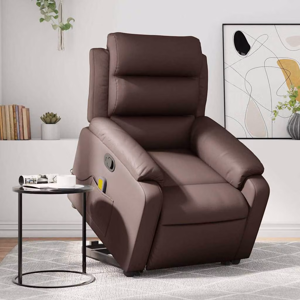 vidaXL Poltrona Alzapersona Reclinabile con Assistenza Elettrica in Similpelle Marrone – 1