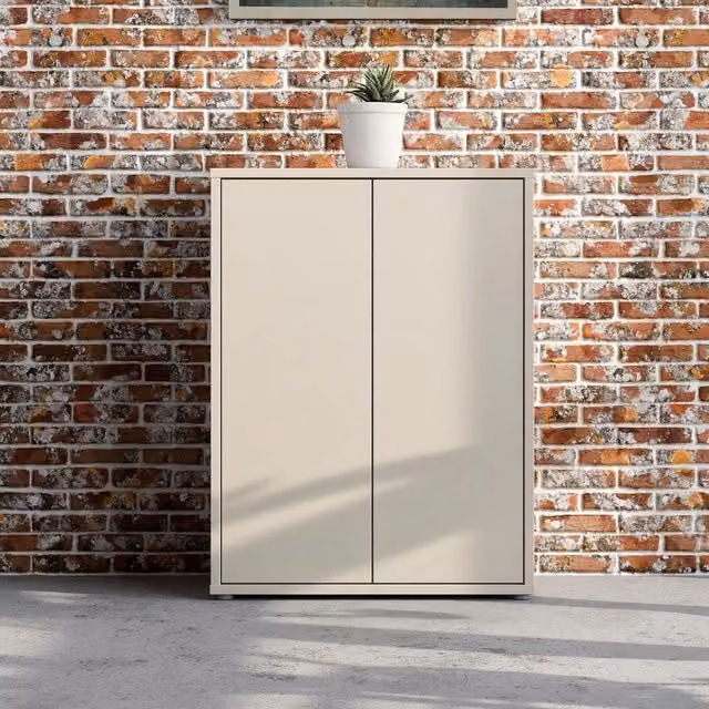 Mobile multiuso Medea Veriaffari con 2 ante e 4 ripiani colore beige L: 74.5 cm, P: 34.9 cm, H: 99.1 cm