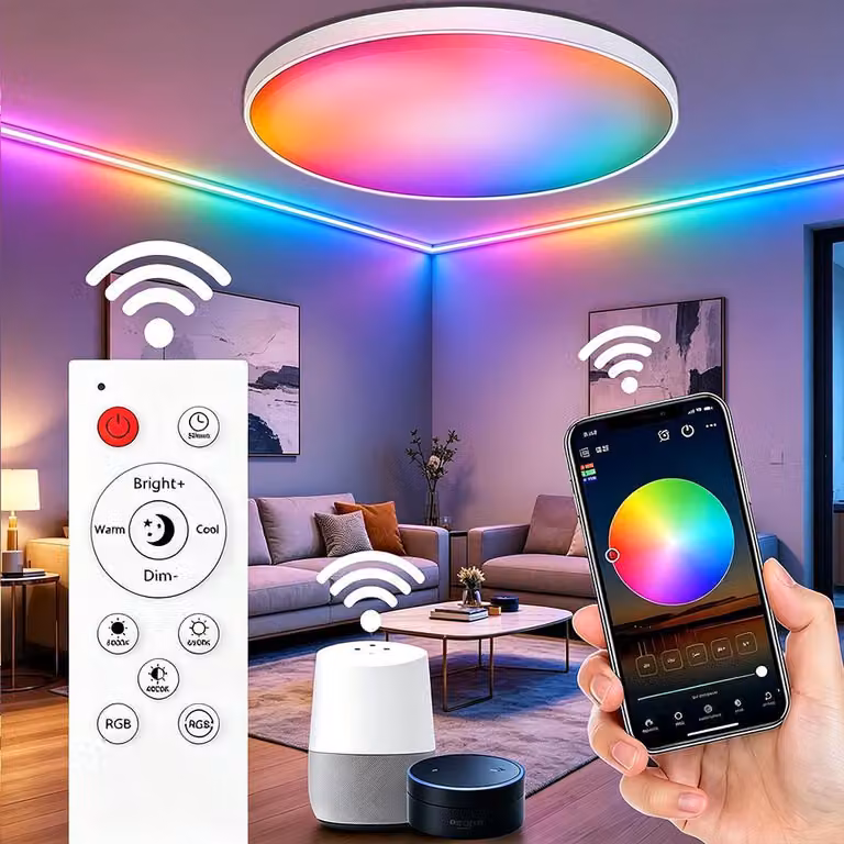 48W ha condotto la plafoniera bianca Smart RGB Dimmable con il telecomando Bluetooth WIFI Alexa Soggiorno camera da letto