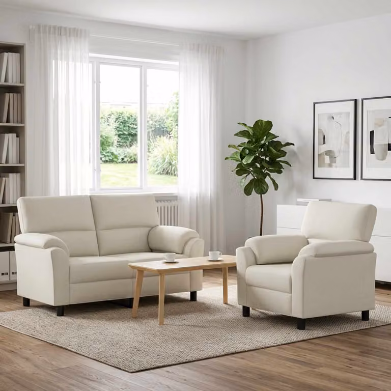 Set di 2 divani moderni vidaXL in velluto beige per soggiorno