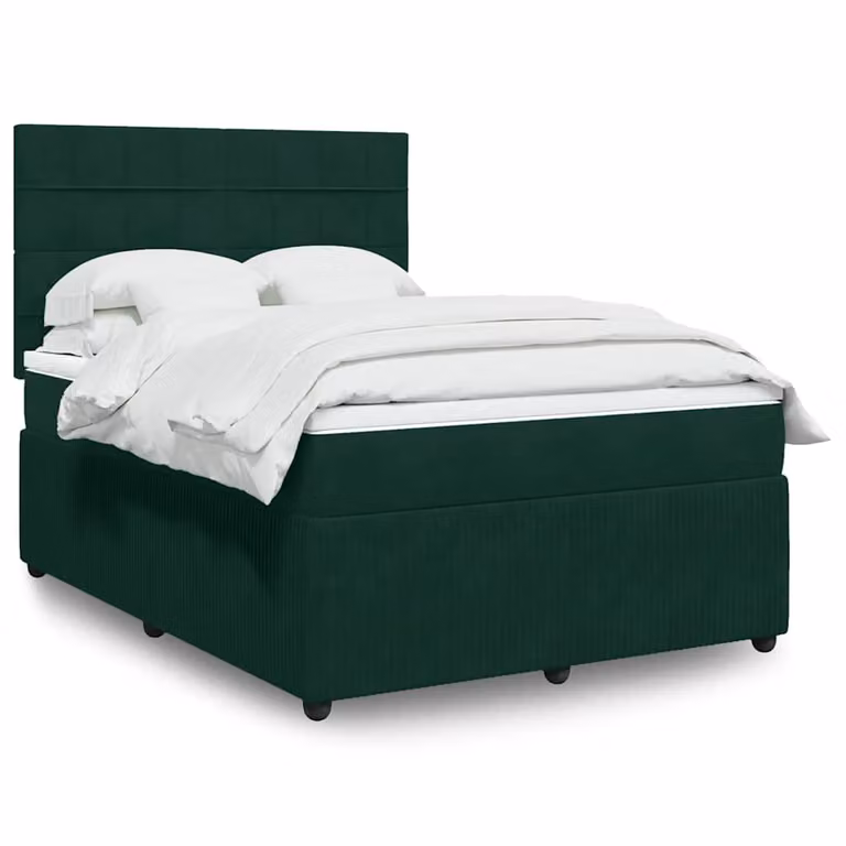 Giroletto a Molle con Materasso vidaXL in Velluto Verde Scuro L/P/H: 160 x 200 cm