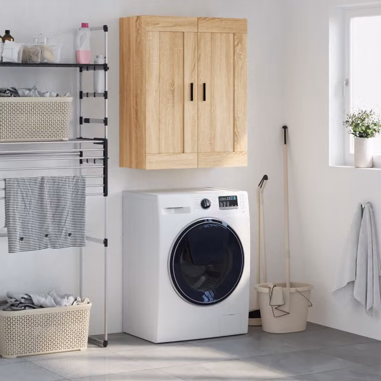 Mobile a parete vidaXL in legno Rovere Sonoma, L 69,5 cm x P 34 cm x H 90 cm