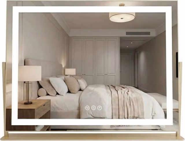 Specchio LED da tavolo REA con luce dimmerabile e touch switch, colore oro, L: 58 cm, H: 45 cm – 1
