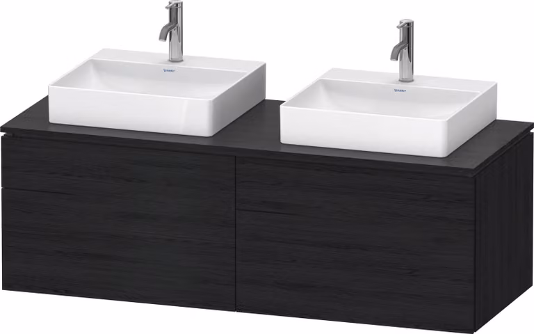 Duravit L-Cube Meuble sous-lavabo en console suspendu, avec plan de toilette en console, 4 tiroirs, pour deux vasques, 1420x482x550mm, LC4872B16160000, LC4872B16160000