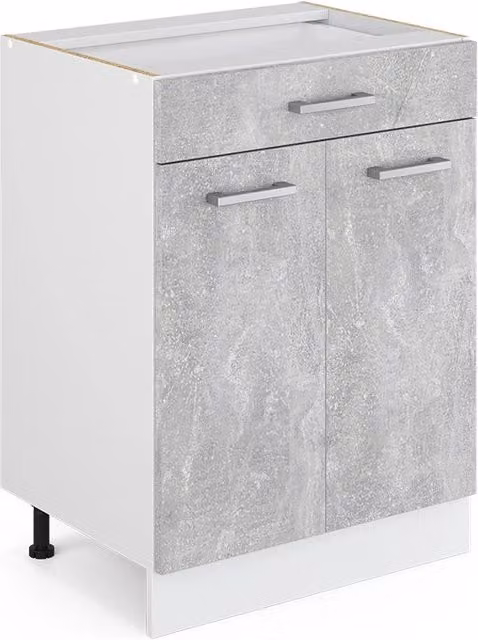 Mobiletto base per cucina Vicco R-Line Bianco e Grigio con ante e cassetto L 60 cm