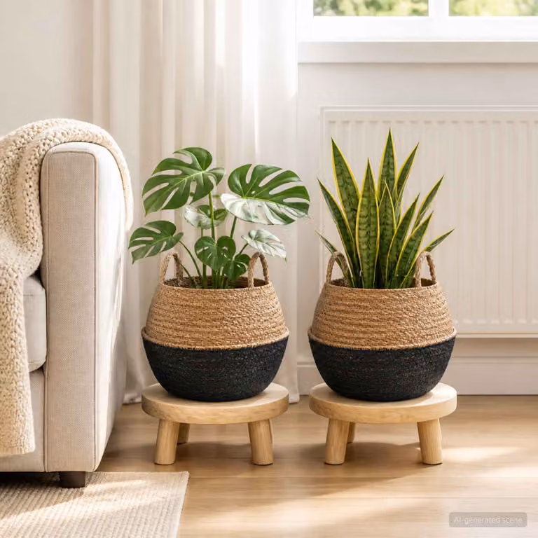 Set di 2 vasi da fiori moderni con manici vidaXL in colore nero, Ø 45 cm x H 36 cm