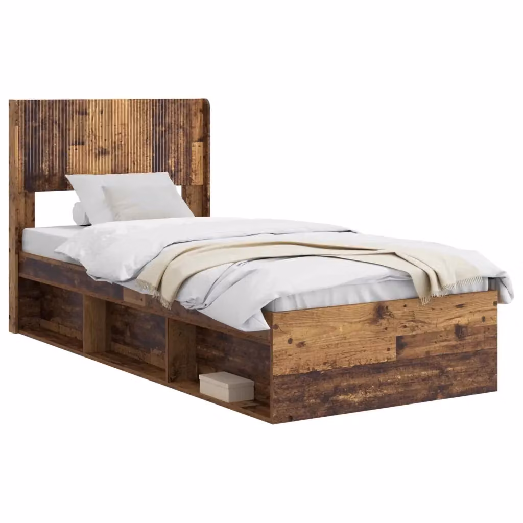 Struttura letto con contenitore e testata vidaXL in legno color marrone L: 140 cm, P: 193 cm, H: 82 cm – 2