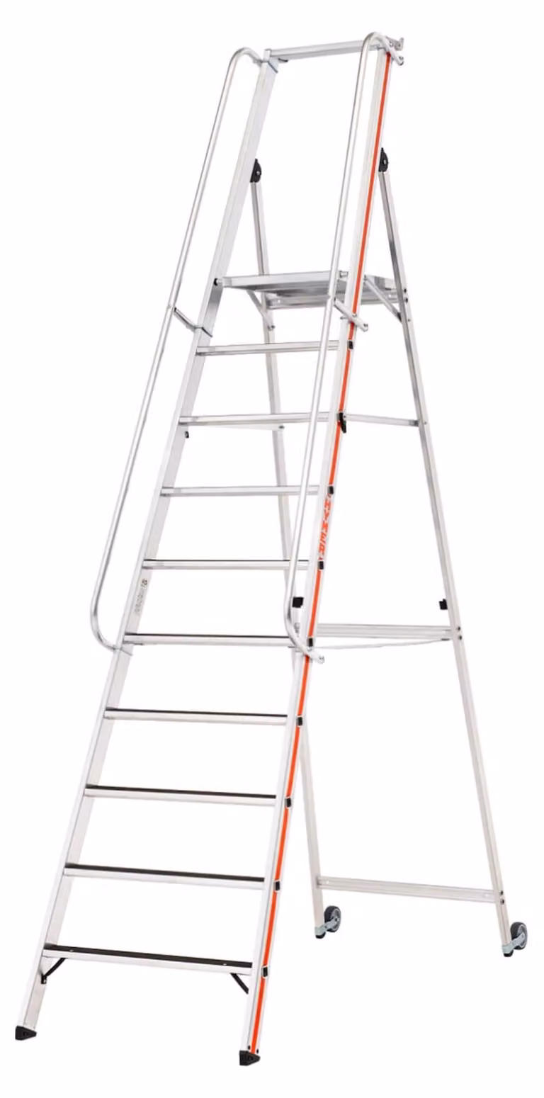 Scala a piattaforma Hymer R13 con rotelle basculanti e corrimano lungo, 10 gradini