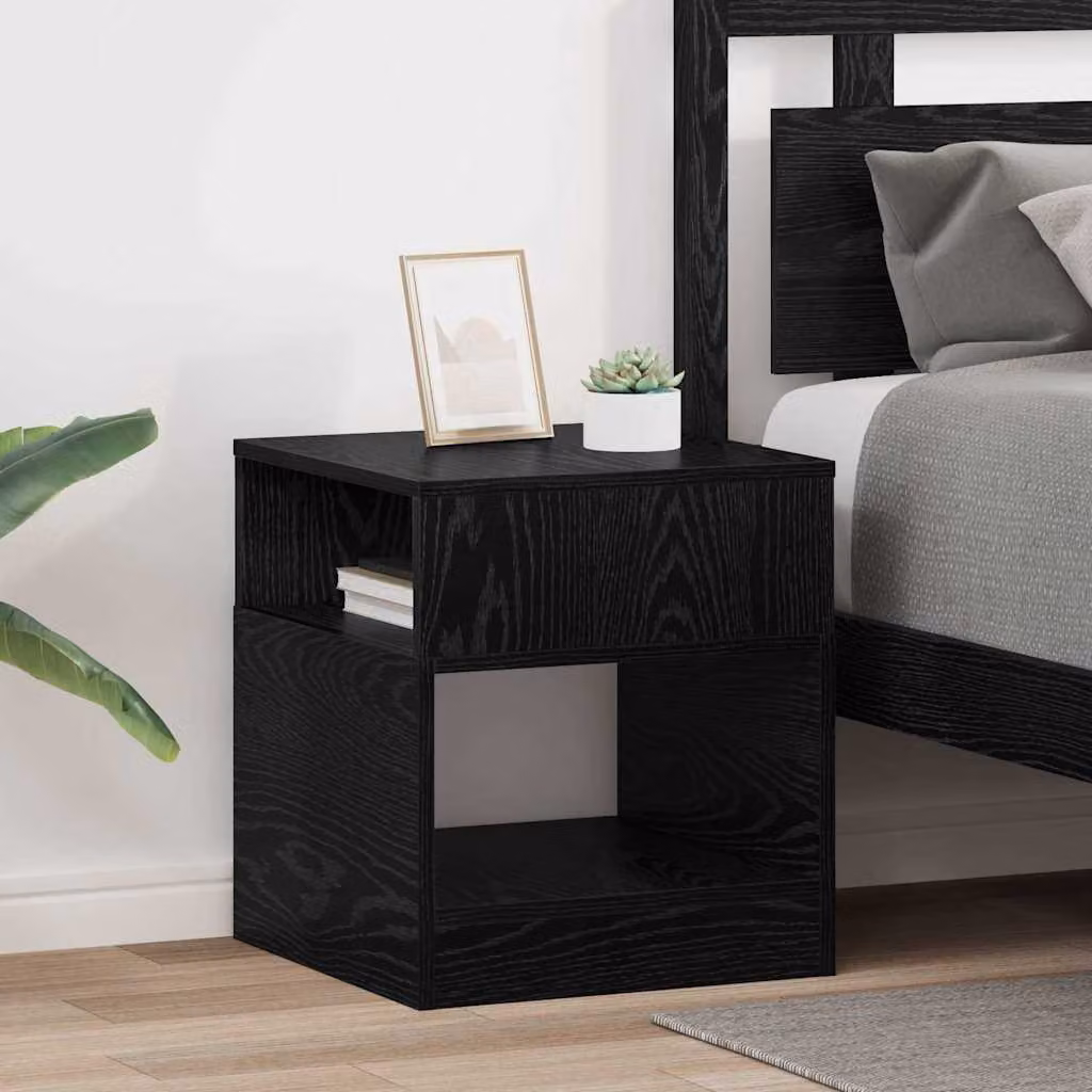 Set di 2 tavolini moderni vidaXL in nero con piano quadrato L/P/H: 40,5 x 40 x 45 cm