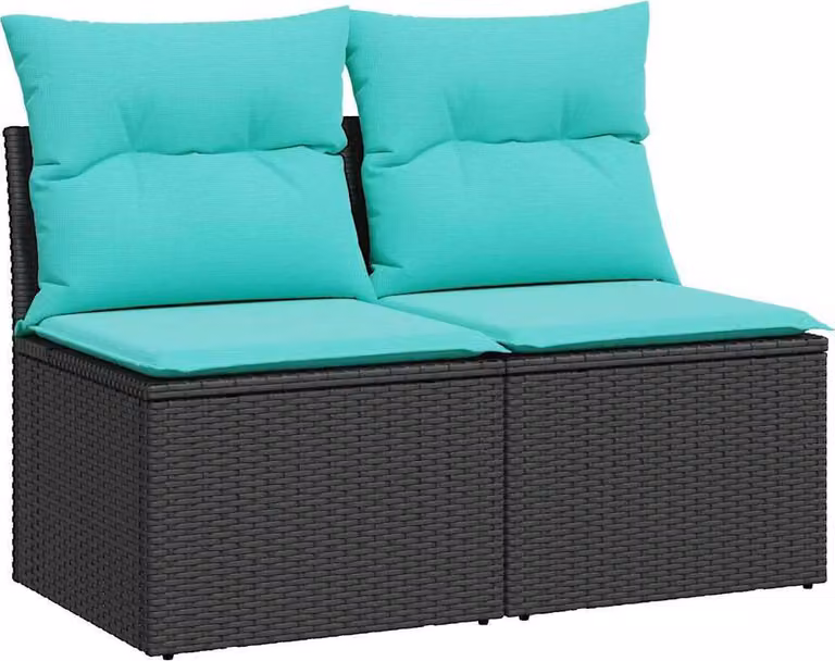 Set Divani da Giardino con Cuscini 2 pz Nero Polyrattan Acacia