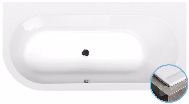 Vasche da bagno Polysan - Vasca asimmetrica, 1650x800x480 mm, destra, bianco 34611S