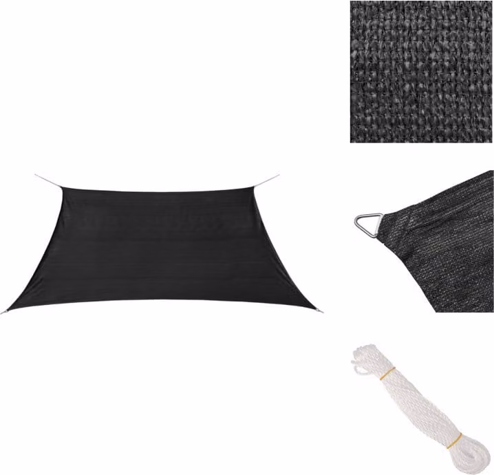 vidaXL Tenda da sole HDPE quadrata 2 x 2 m Antracite - Ombrelloni e tende da sole