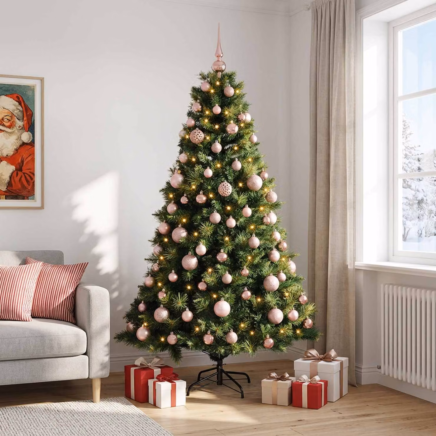 vidaXL Albero di Natale artificiale con palline 210 cm 300 LED
