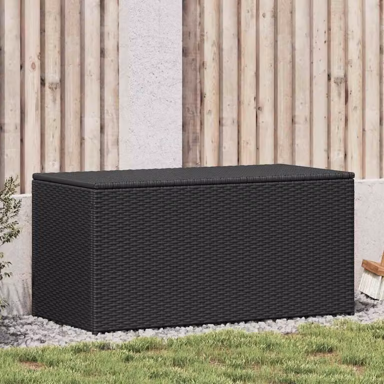 vidaXL Baule da Giardino in Polyrattan e Metallo Nero L 100 cm x P 50 cm x H 50 cm