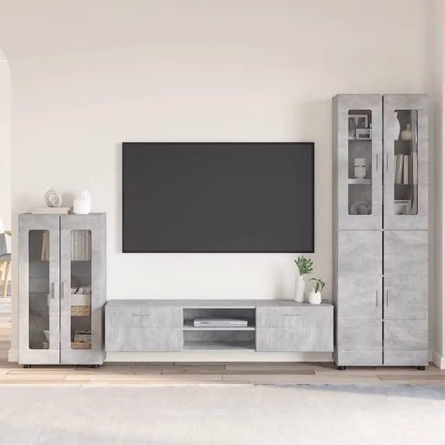 Set mobile TV FLORIN 3 pz Grigio cemento Legno ingegnerizzato 3397977