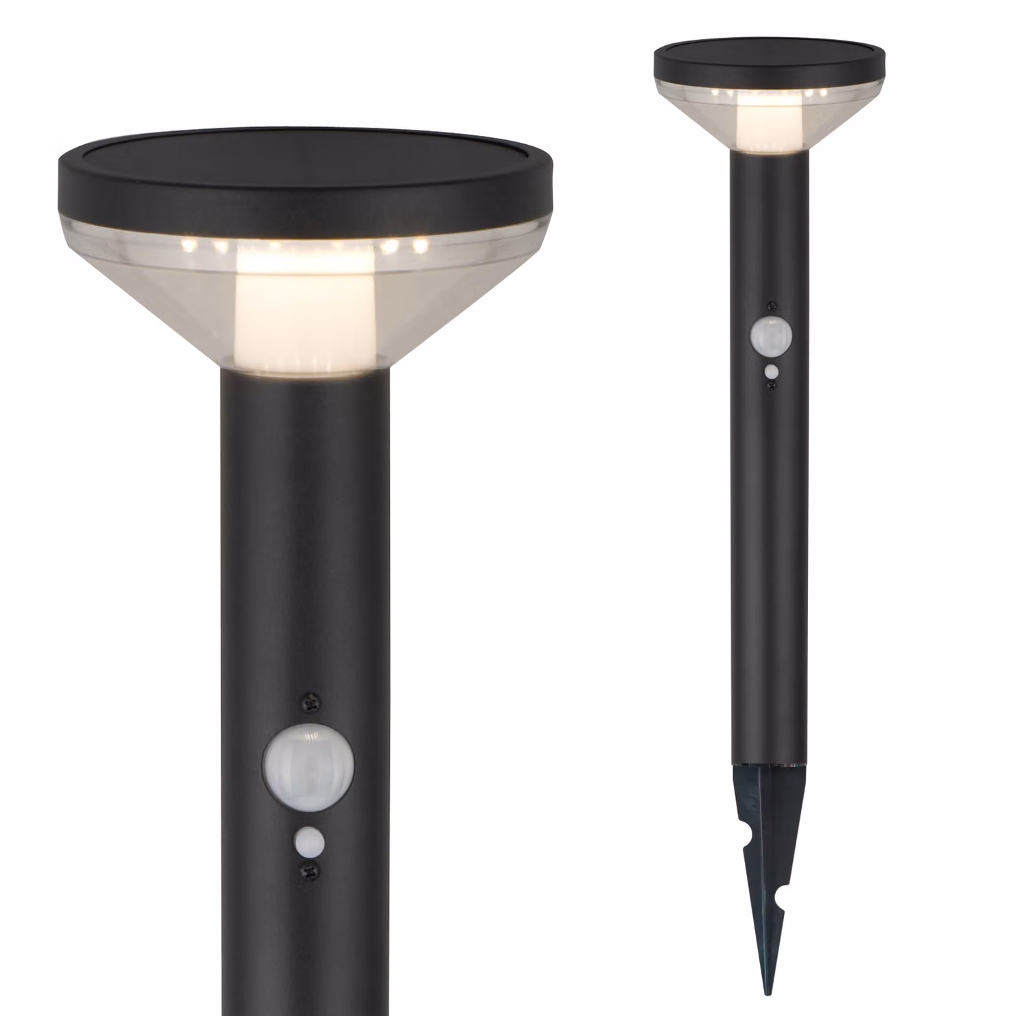Luce solare da giardino luce esterna con sensore di movimento e sensore crepuscolare nero Picchetto di terra bianco neutro 4000K SMD LED 220 lumen