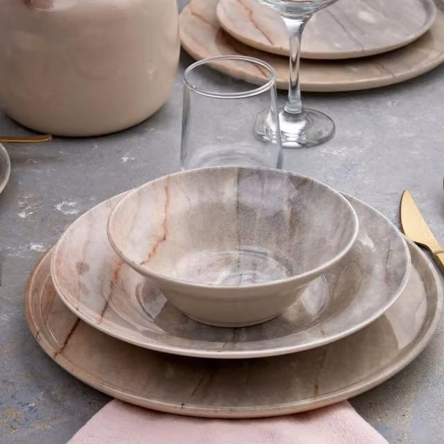 Servizio piatti DMORA in ceramica multicolore, set da 24 pezzi per adulti, lavabile in lavastoviglie e utilizzabile in microonde