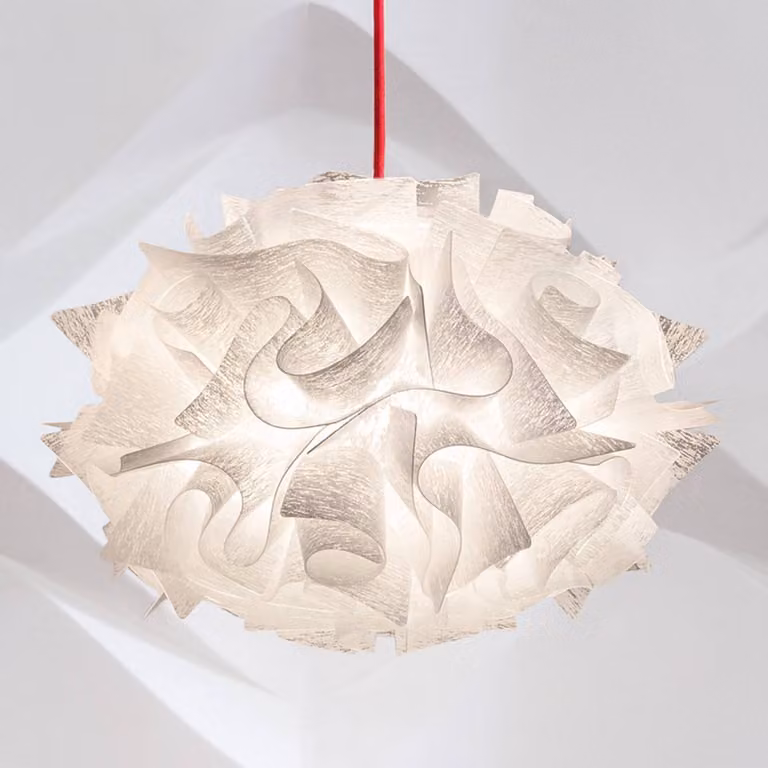 Slamp Lampada a sospensione Veli Mini Single Couture, dimmerabile, Bianco / Opale, Soggiorno / Sala da pranzo, Plastica, Design, Lampada a sospensione