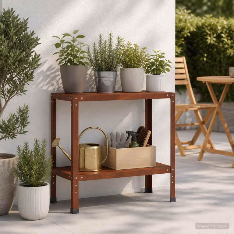 Tavolo da rinvaso vidaXL in acciaio Corten colore ruggine/bronzo H: 80 cm, L: 80 cm, P: 40 cm