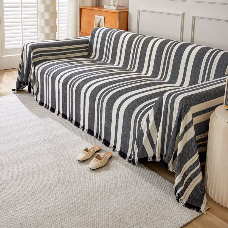 Solidchoice - Coperta grande e reversibile per divani, con frange, adatta a divani a 2 o 3 posti