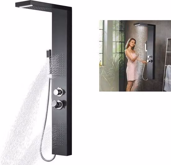 Cabina doccia multifunzione a quattro funzioni con getto a pioggia e sistemi di idromassaggio - Impianto doccia 4 in 1 in acciaio inossidabile