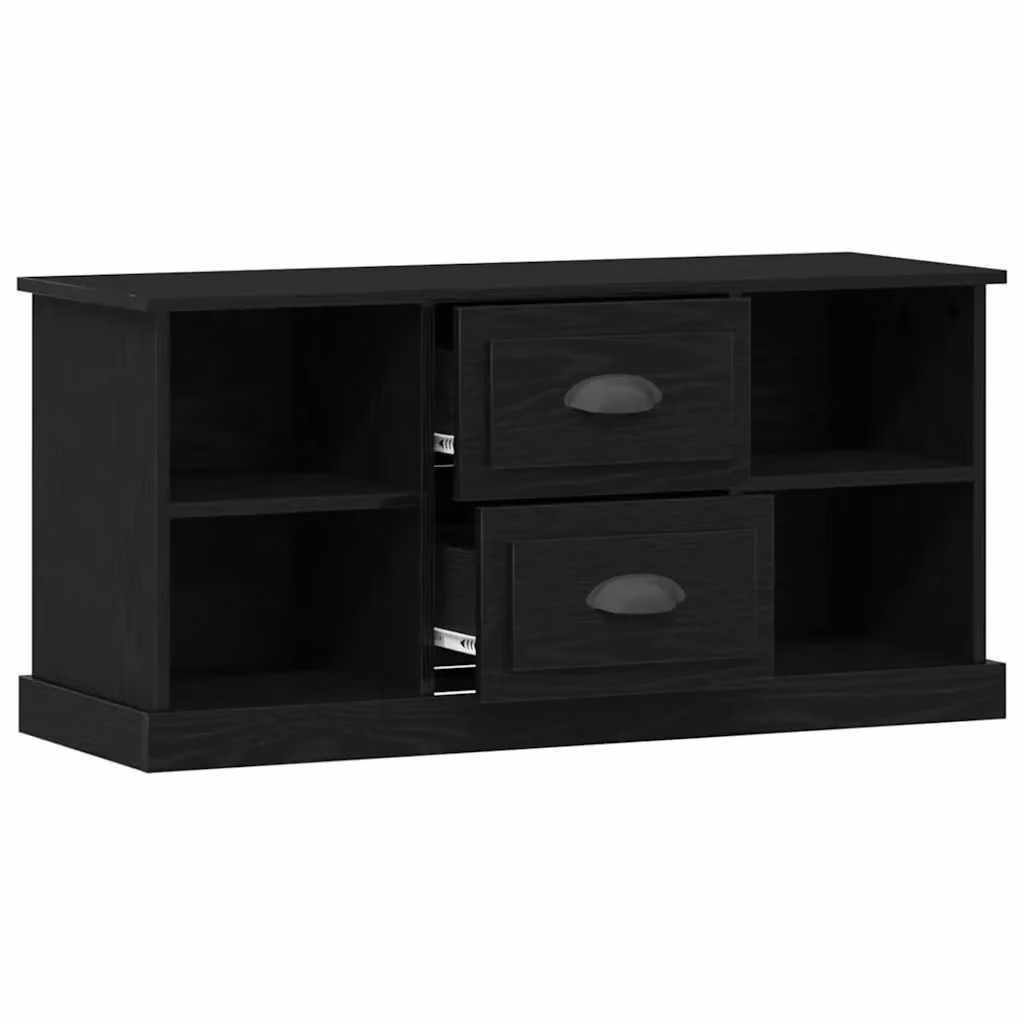 Mobile porta TV moderno HELLOSHOP26 in legno di rovere nero con vano contenitore L: 99,5 cm, P: 35,5 cm, H: 48 cm – 2