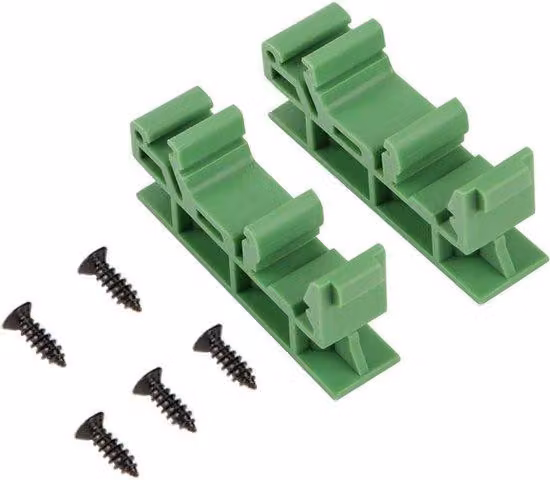 Set da 10 supporti per guide DIN, composto da 2 supporti e 5 viti