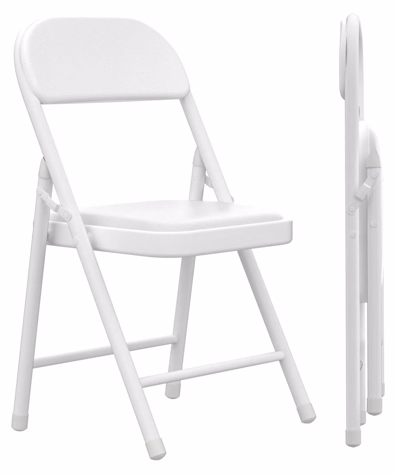 Sedie pieghevoli - Set di 2 sedie imbottite per sala da pranzo - Struttura in metallo - Rivestimento in ecopelle - Ideali per soggiorno, sala da pranzo, ufficio - Colore: bianco