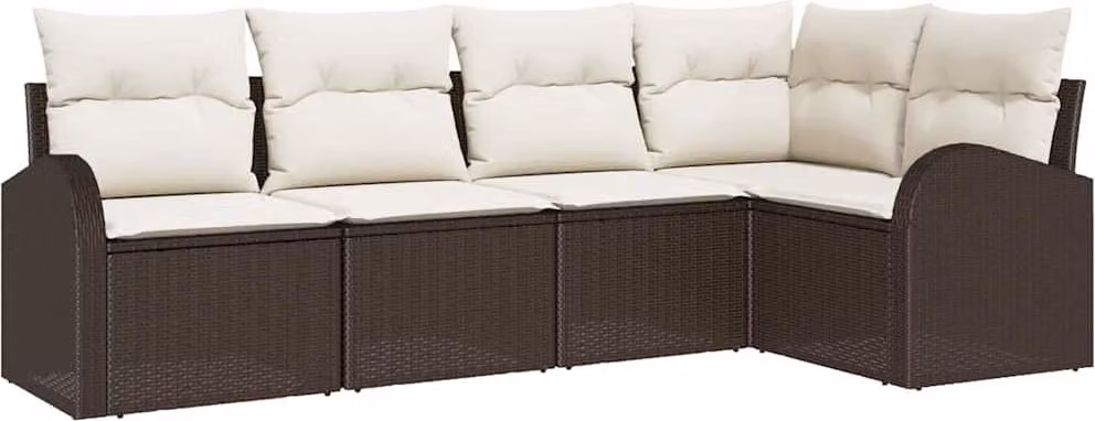 Set di divani con cuscino 5 pcs Marrone Poliestere
