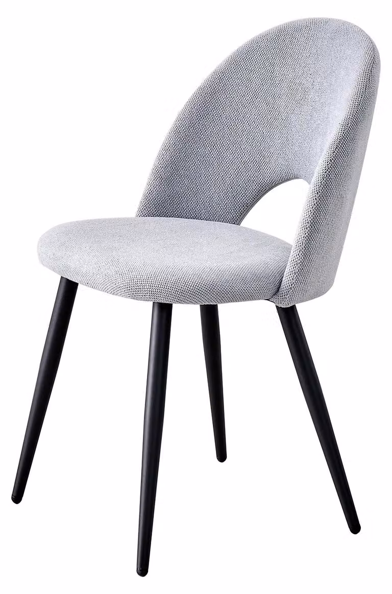 Set di 4 sedie da pranzo - Stile nordico - Imbottitura confortevole - Design traforato - Gambe in metallo - Assemblaggio richiesto - Grigio