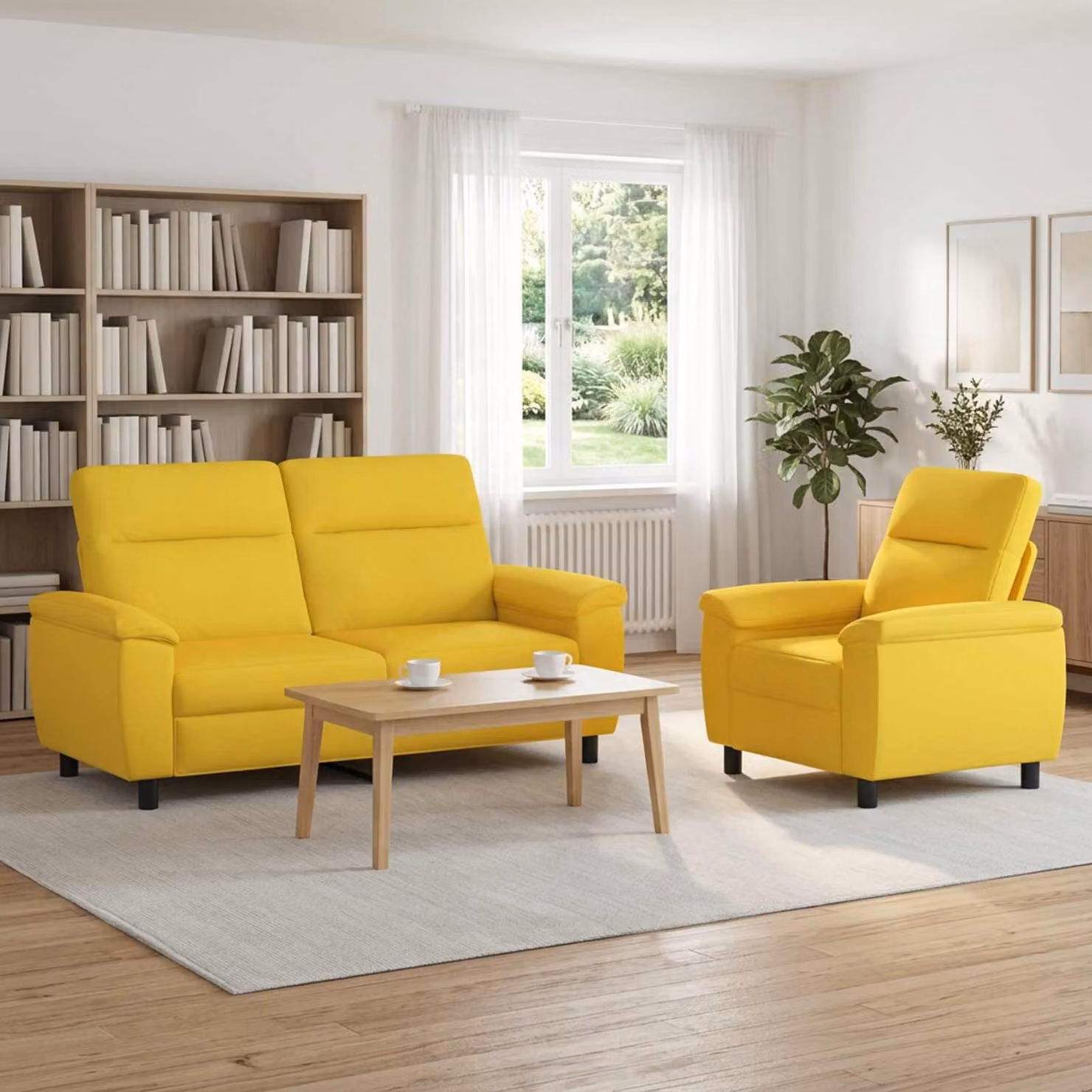 Set di 2 divani moderni vidaXL in tessuto giallo con struttura in metallo per il tuo soggiorno