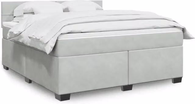 Letto con Giroletto a Molle e Materasso Ibrido vidaXL in Velluto Grigio e Bianco L/P: 180 x 200 cm