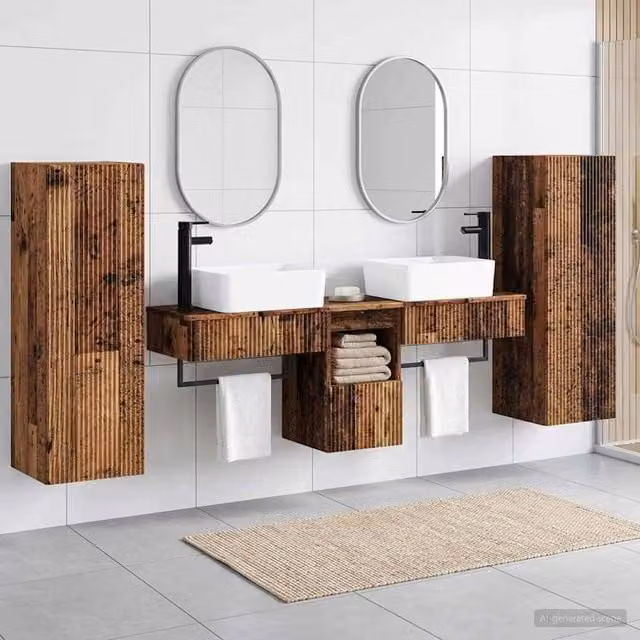 Set di mobili per il bagno 5 pz Legno antico 33 x 34,5 x 100 cm 3405981