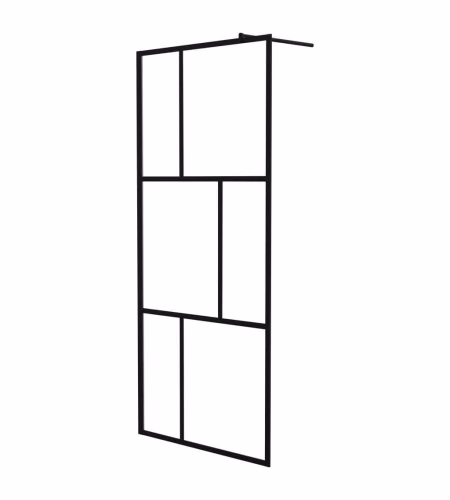 Parete per Doccia Walk-in vidaXL in Vetro Temperato Trasparente con Profilo Nero L: 90 cm, H: 195 cm – 2