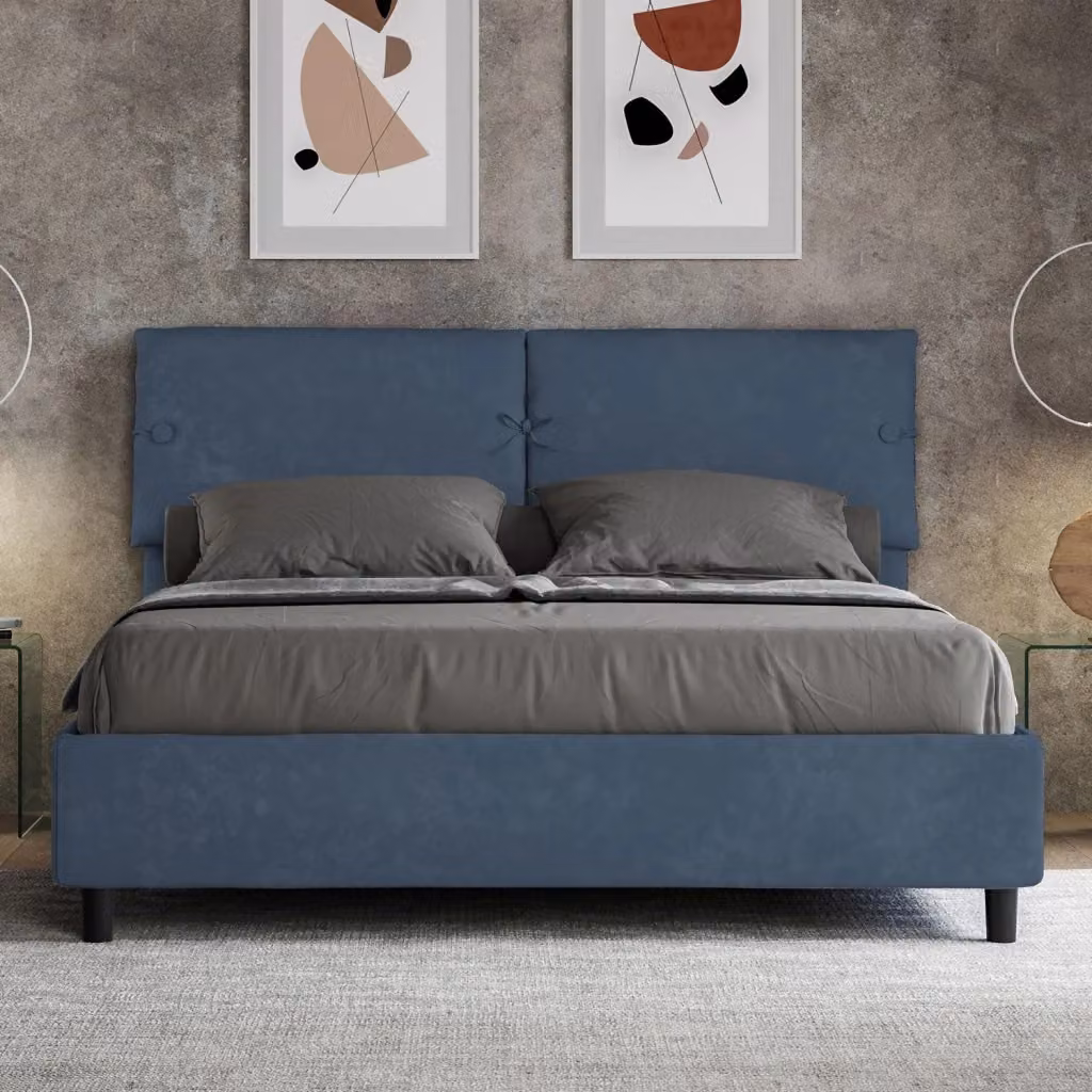 Letto Matrimoniale Sleeper GIORDANOSHOP in Tessuto Blu con Struttura in Legno e Microfibra L: 170 cm, P: 220 cm, H: 110 cm – 2
